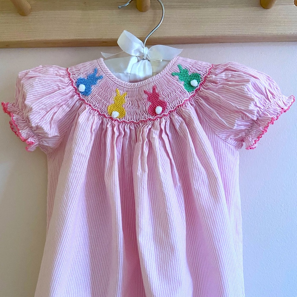 Petit Bebe Easter Smocked bubble with bunnies 🐰